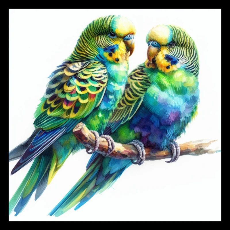 Perruches aquarelle