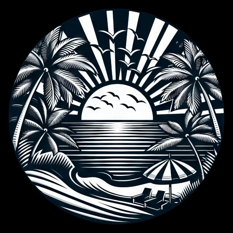Vacation Summer Sun Beach Palm Trees Silhouette