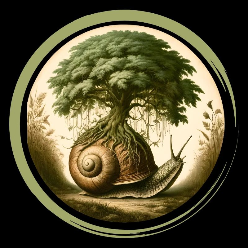 Snail with a bonsai on the snail shell