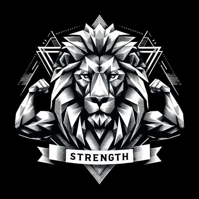 Lion Lion Head Geometric Geometry Strength