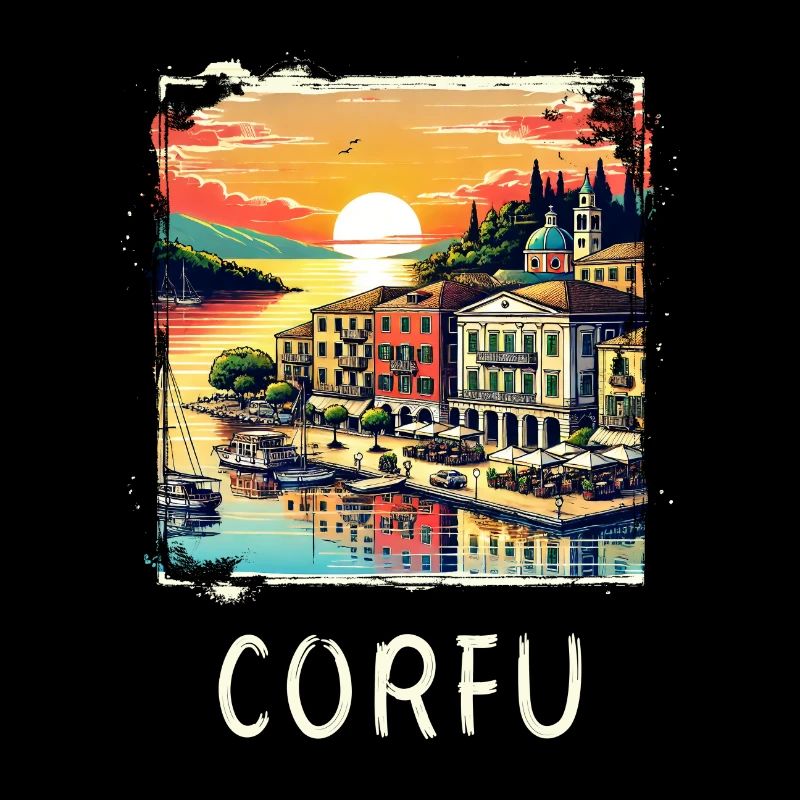 Corfu Greece panoramic design