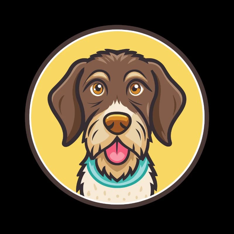 German Wirehaired Pointer Dog Breed Cartoon Kawaii