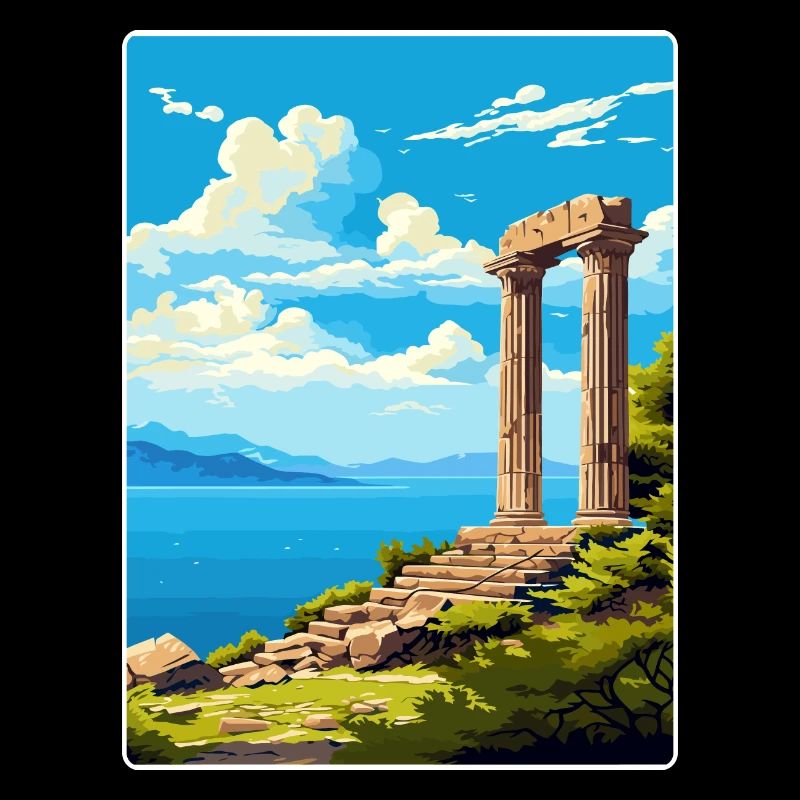 Samothrace Grèce Affiche de voyage Peinture Souvenir WPA