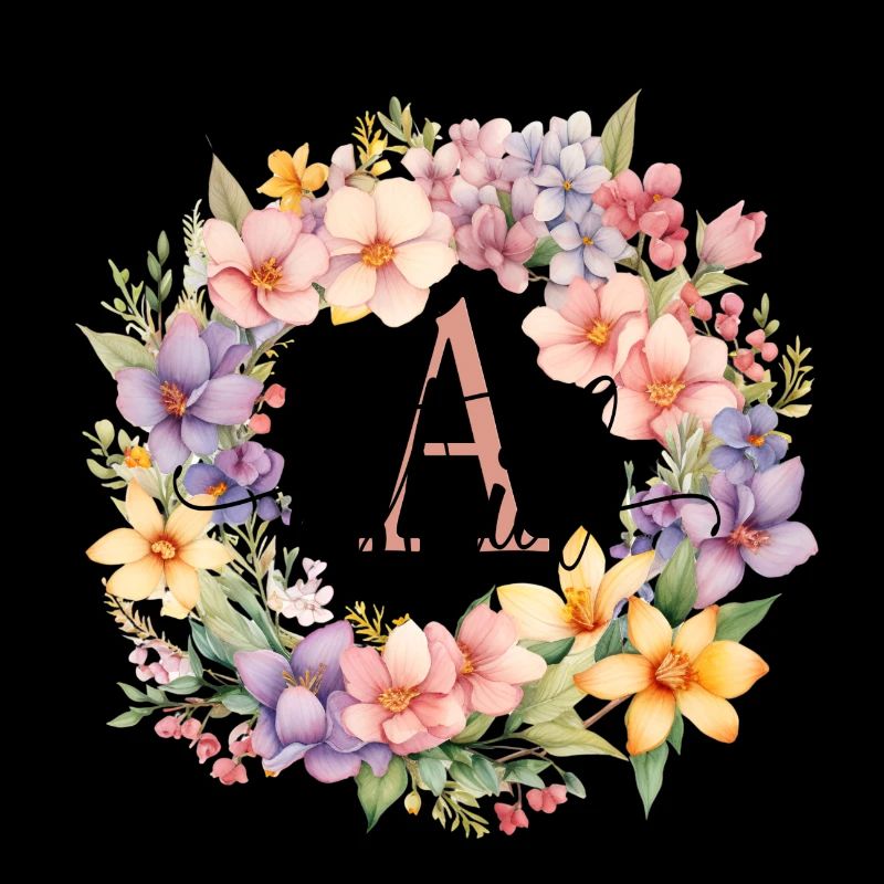 A| Monogramme | Nom | Astrid | Aquarelle | Coloré