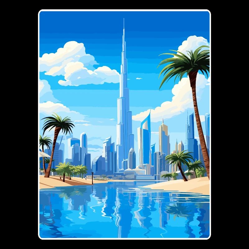 Dubaï Émirats arabes unis Affiche de voyage souvenir