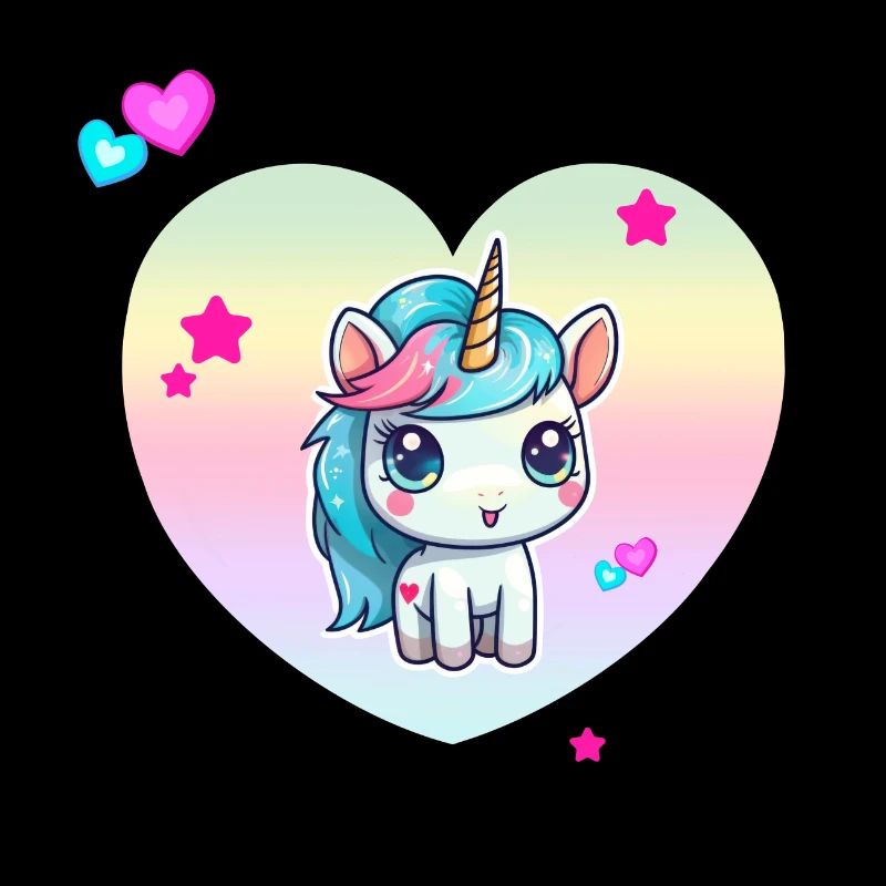 Niedliches Einhorn mit Pastellherz