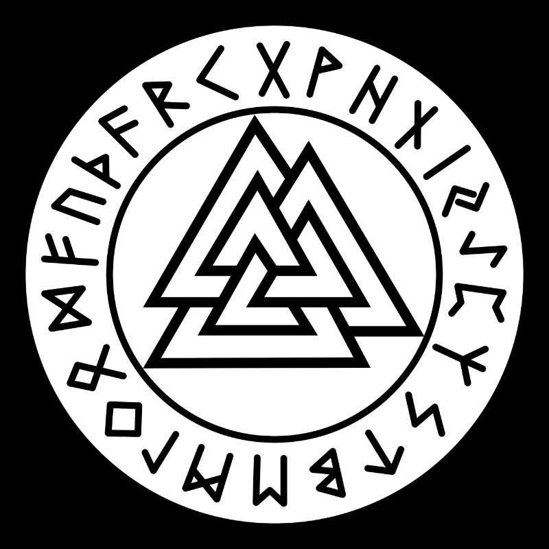 Valknut white rune circle