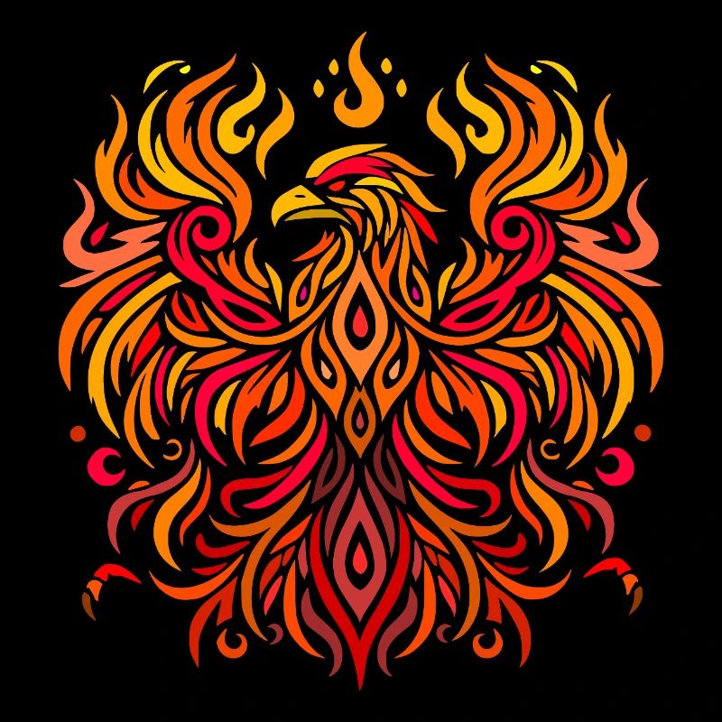tribal eagle fire yellow red