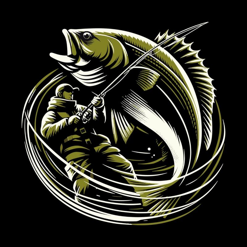 Pêche Pêcheur Morue Poisson Géant Vert Olive Cadeau