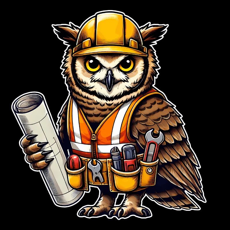 Bauarbeiter-Eule – Clever & Handwerklich!
