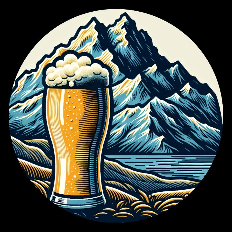 Mountain Beer Landscape Illustration