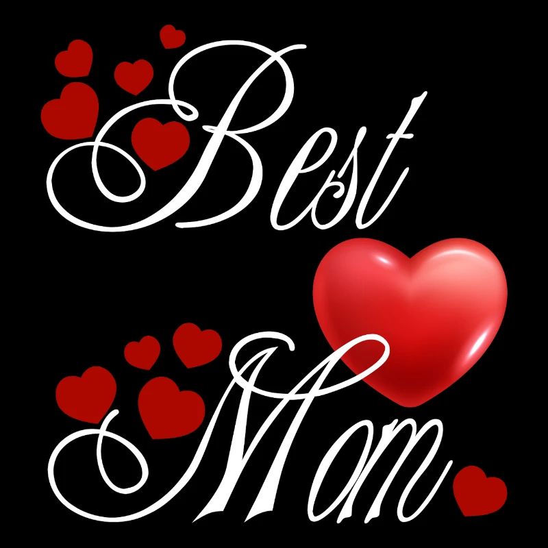 Beste Mama, Kalligraphie mit roten Herzen