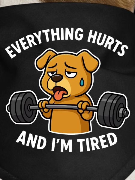 Exhausted Dog Lifting Weights