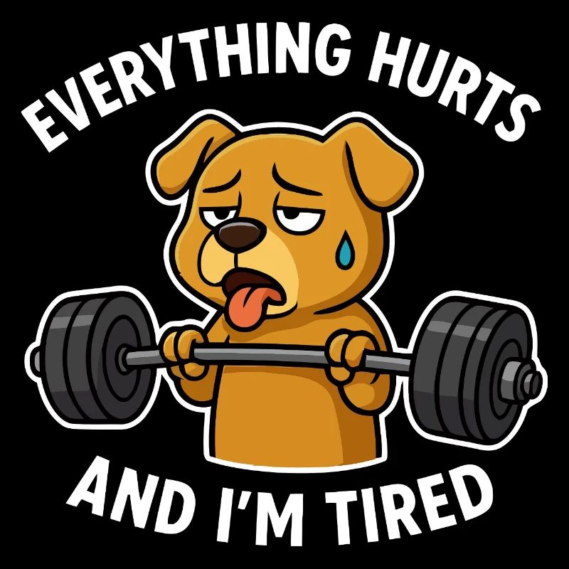 Exhausted Dog Lifting Weights