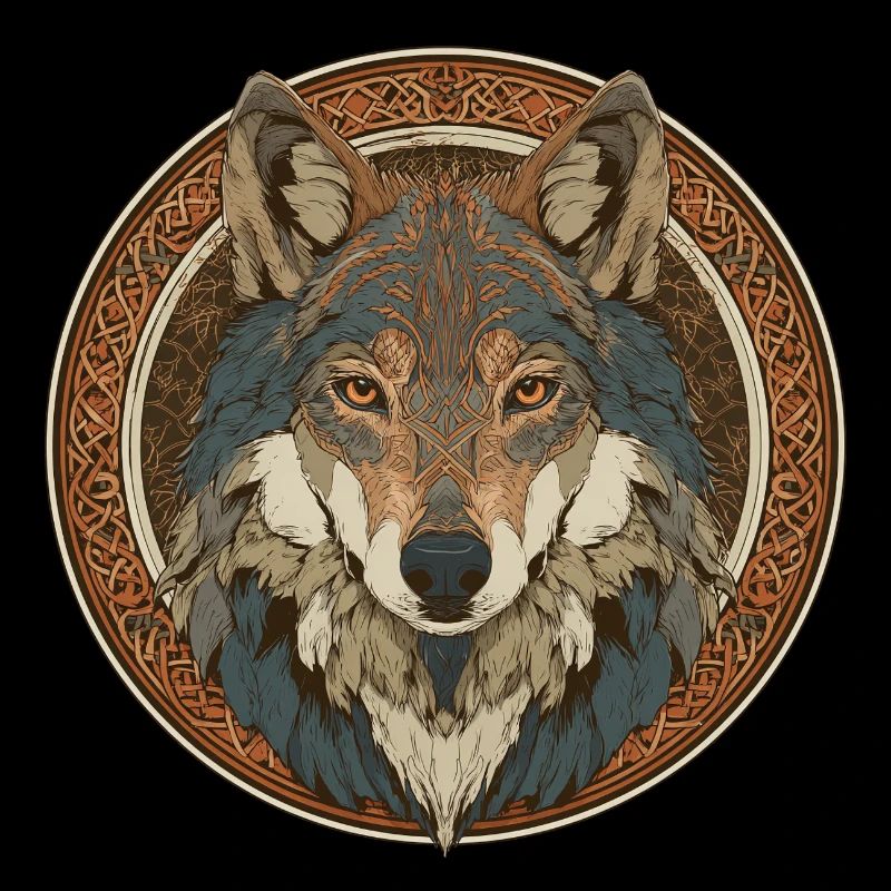 Legendary wolf with Celtic pattern