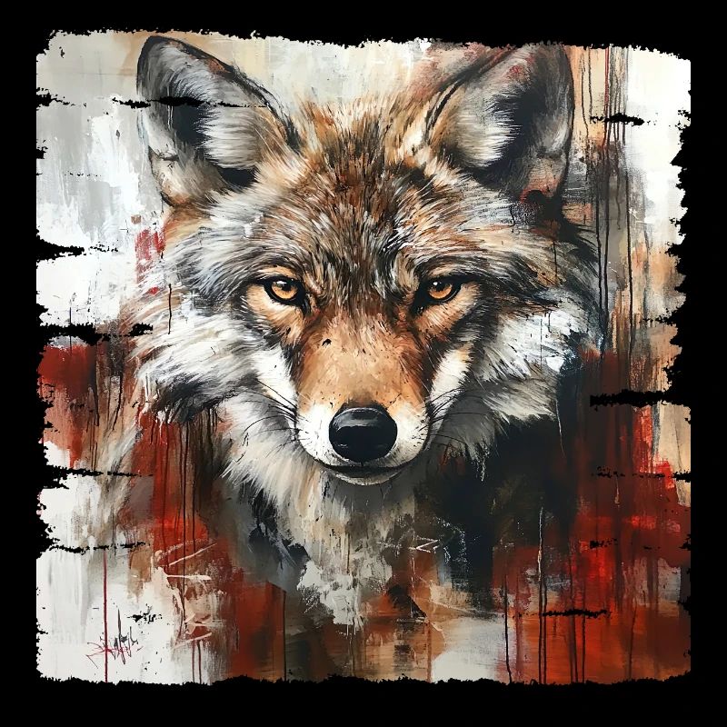 Expressive Wolf Portrait Art Design
