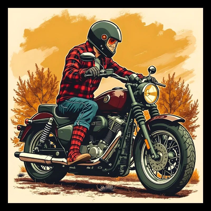 Plaid Socks + Biker Illustration