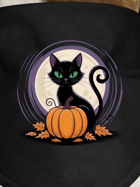 Moonlight Cat with Pumpkin