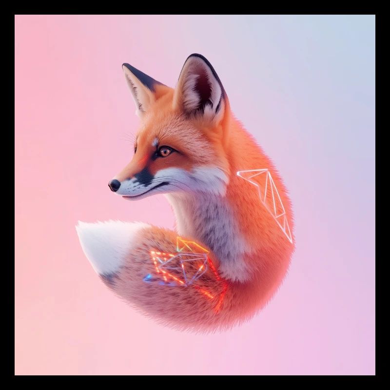 Pastel geometric neon fox