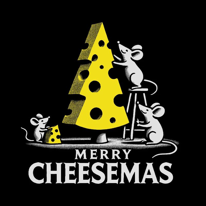 Merry Cheesemas Cute Mice & Cheese Tree Tee
