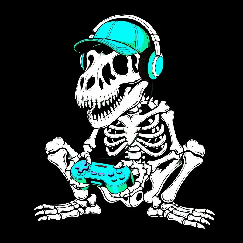 DJ squelette avec manette et casque
