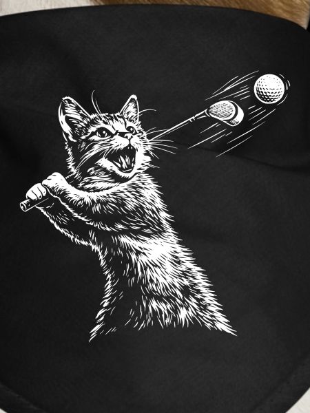 Cat Golfer Golfing