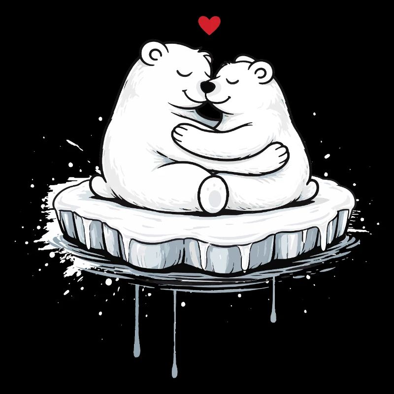 Zwei kuschelnde Eisbären auf Eisscholle 