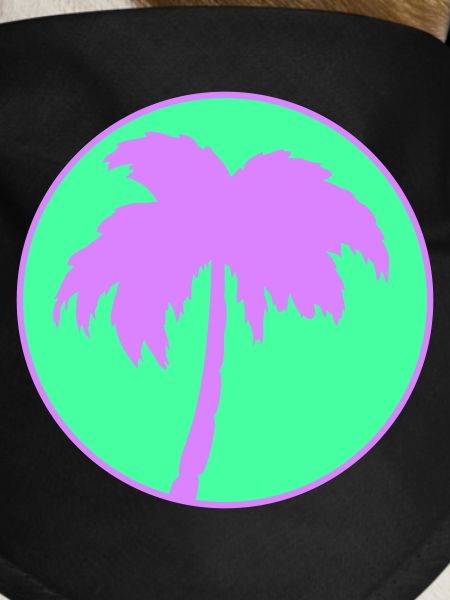 Neon Palm Tree Circle Silhouette