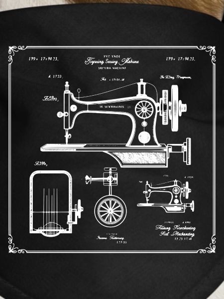 Antique Sewing Machine Blueprint