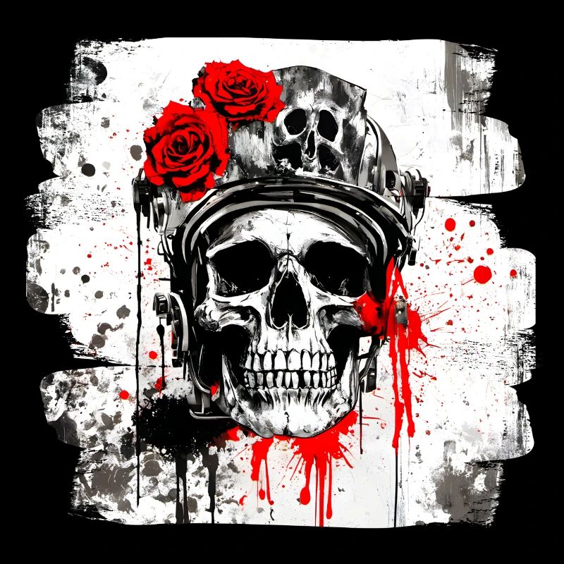 Crâne de rose avec des écouteurs