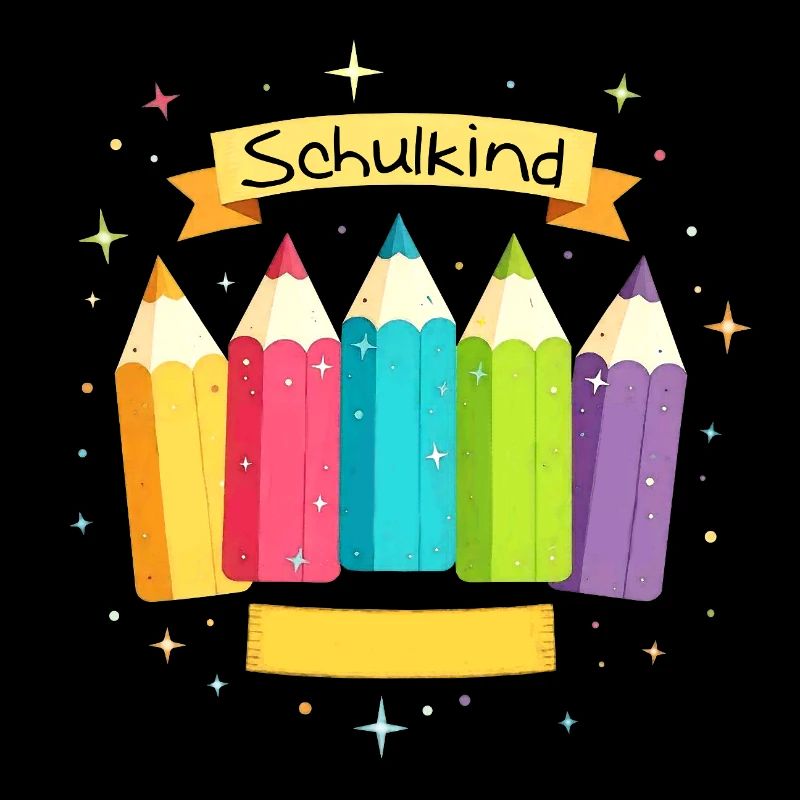 Schulkind 2026 - bunte Buntstifte mit Sternchen