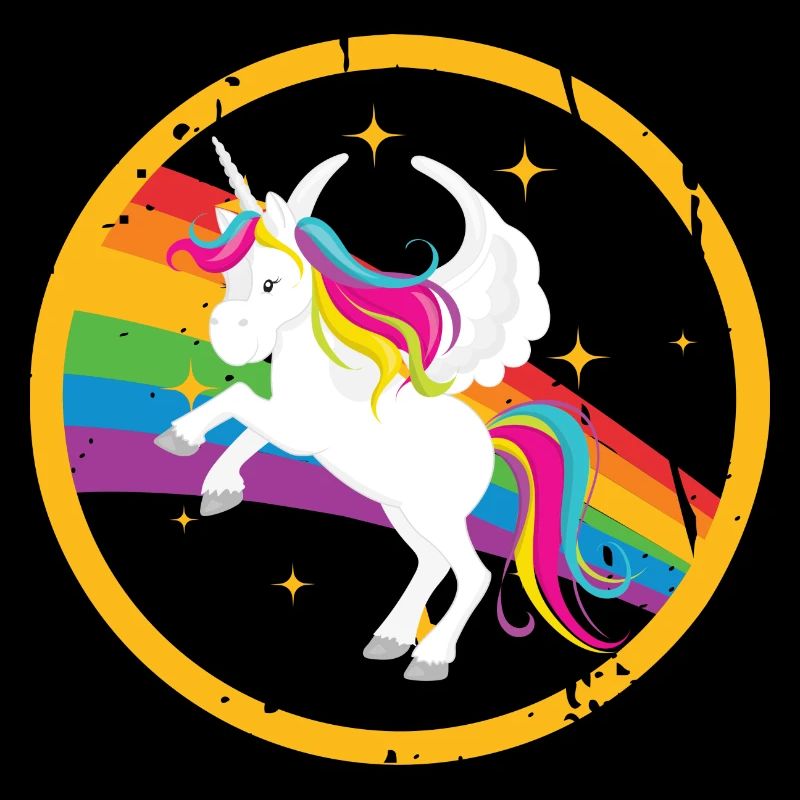 Fabulous unicorn with rainbow mane