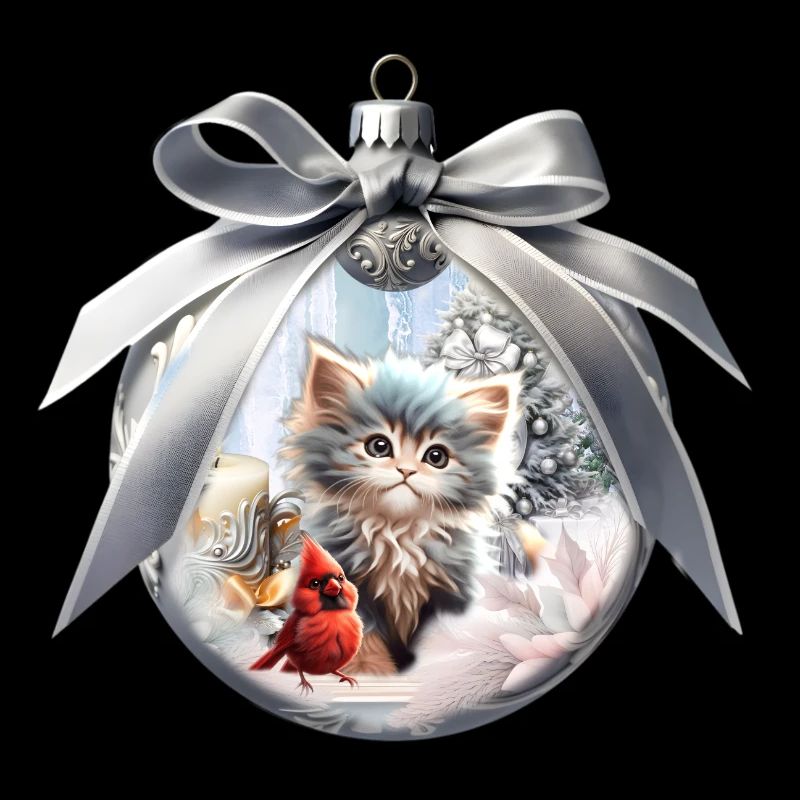 Kleines Kätzchen mit Vogel.