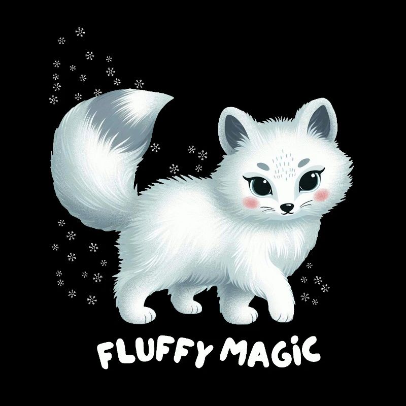 White Fox with Fluffy Kitty