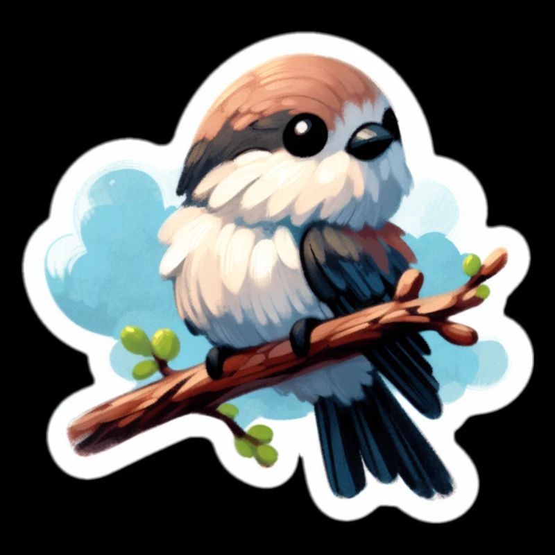 Süßer Vogel auf Ast Sticker