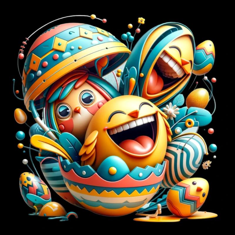 Easter graphic design in Mixed Dimensions style