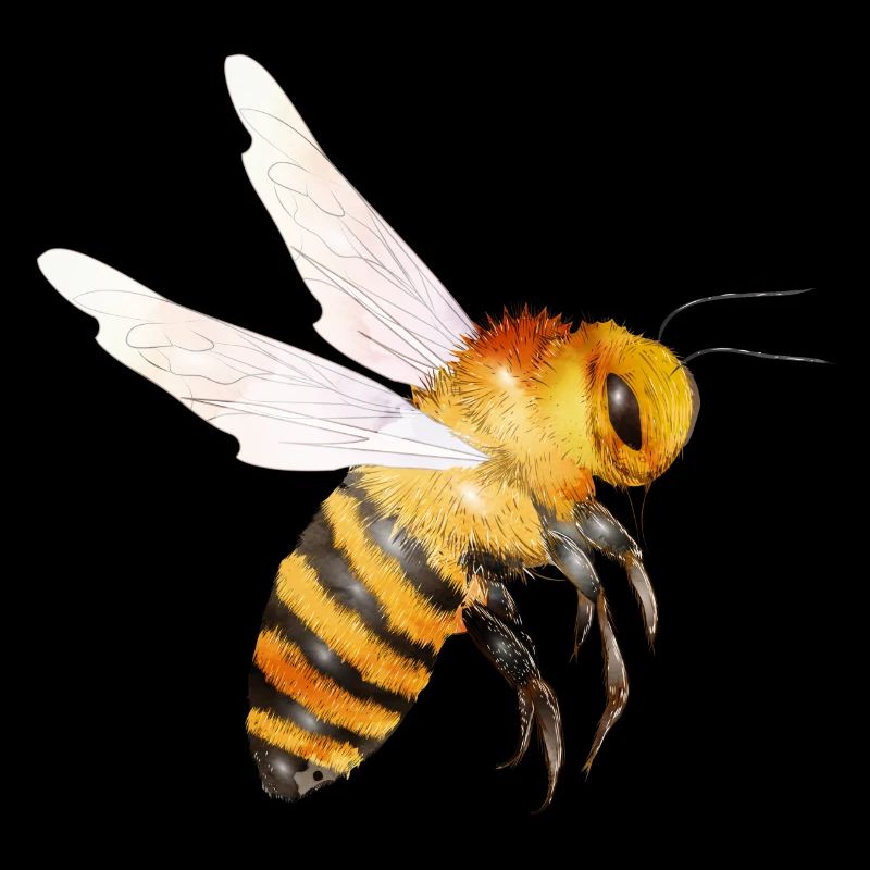 Flying Bee - Bee Motif Hand Drawn