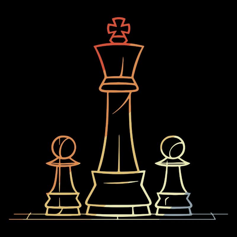 Chess Pieces Drawing Retro