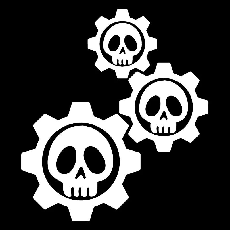 Crânes et engrenages blancs