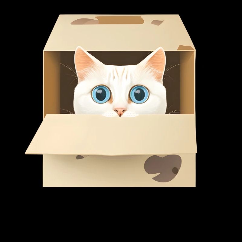 Curious kitten in a box