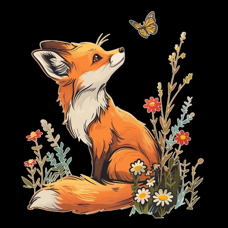 Fox and butterfly