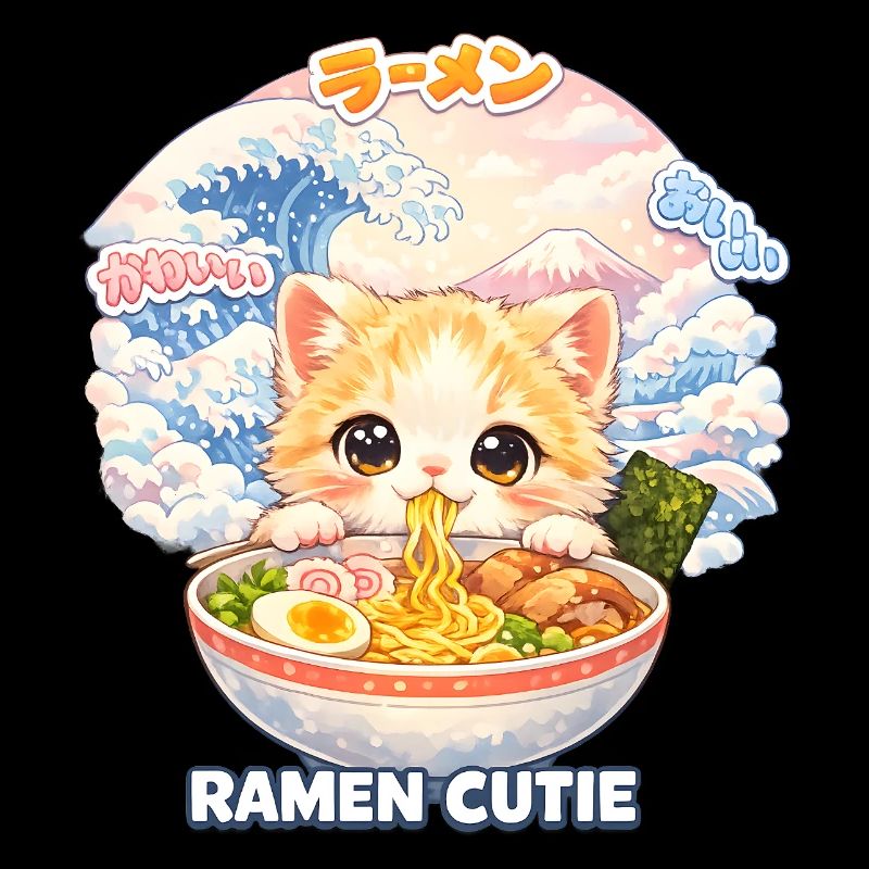 Kawaii Katzen Ramen Nudeln Japan Retro Ukiyo-E