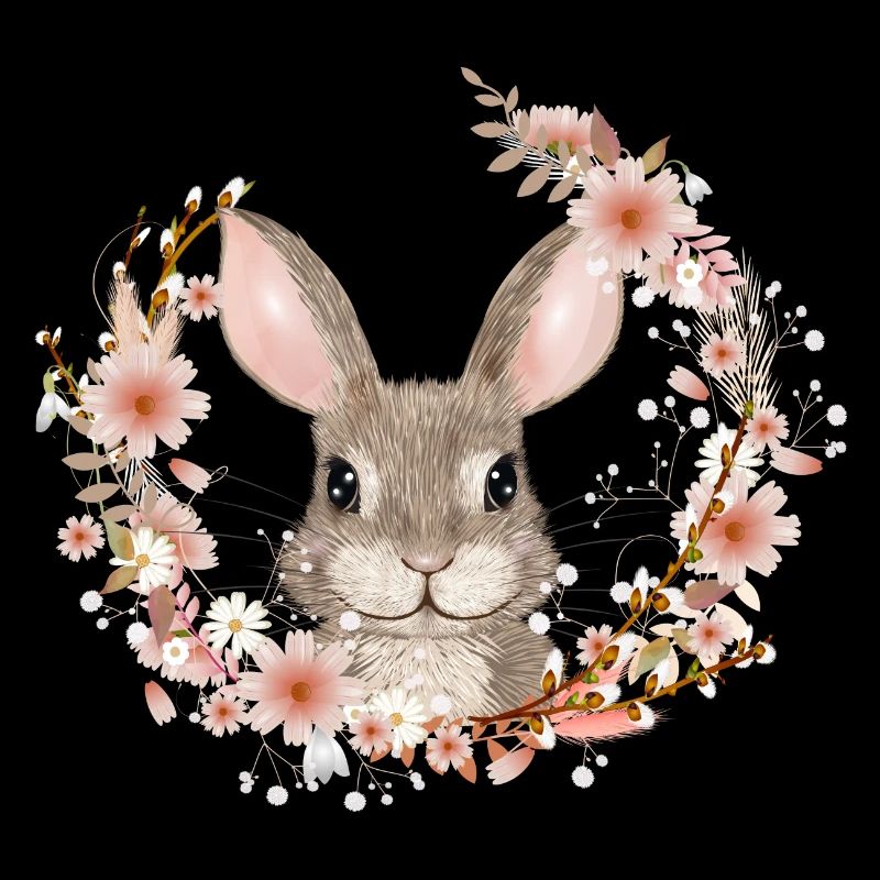 Couronne de printemps avec lapin comme lapin de Pâques