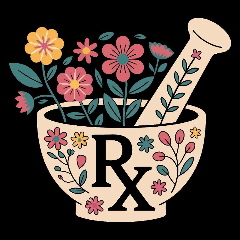 Flower Mortar Herb Design