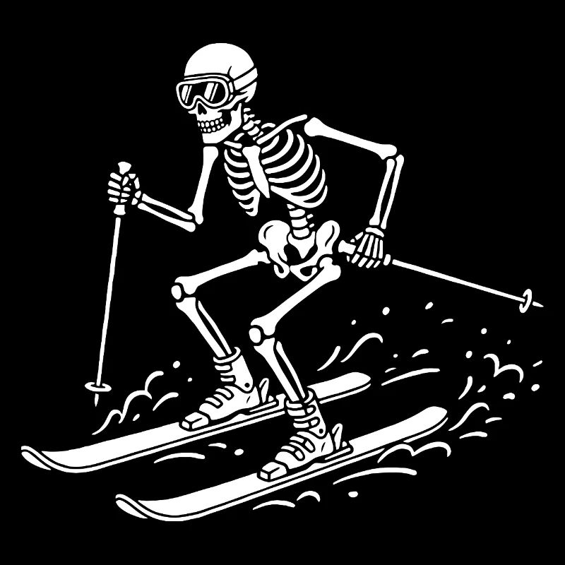 Skelettskifahrer auf Schneewellen