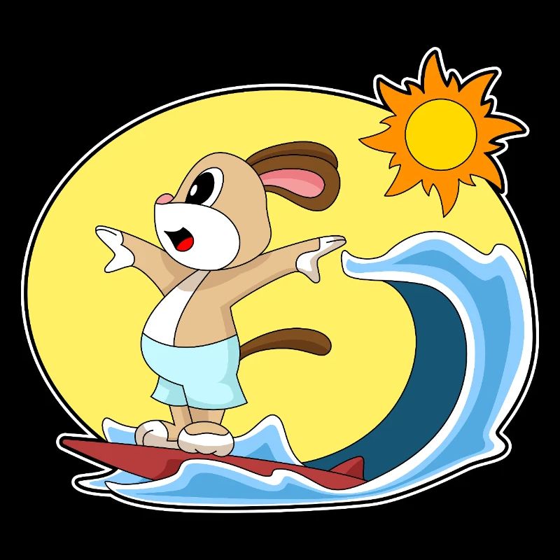 Été de surf sur planche de surf pour chiens