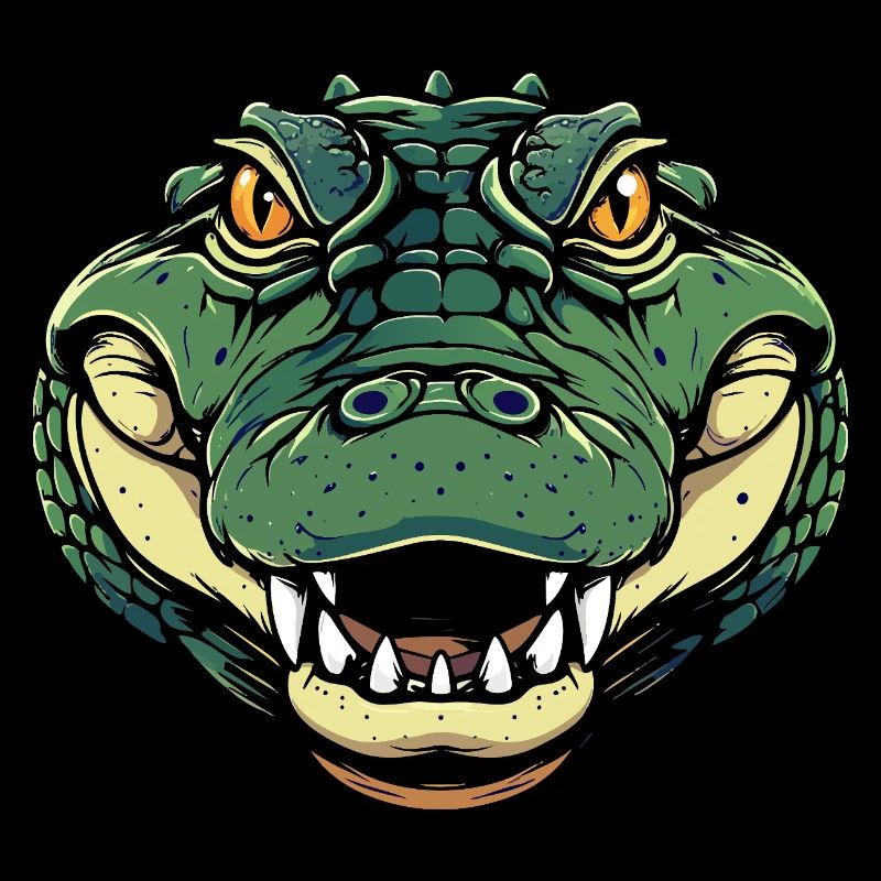 Krokodil Kopf Comic Illustration Krokodilkopf Mode