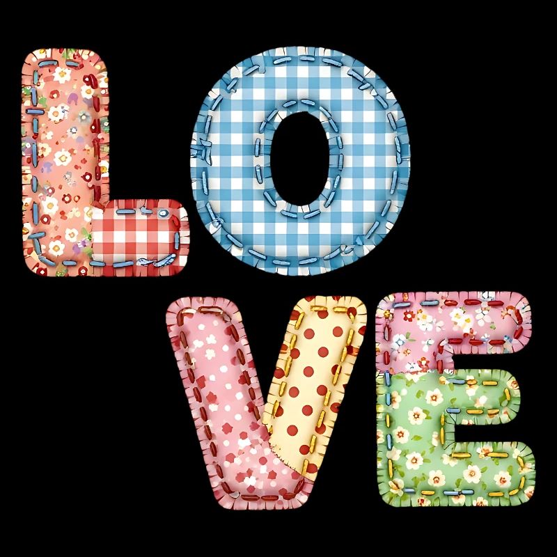 Love Patchwork Design Bunte Stoffflicken