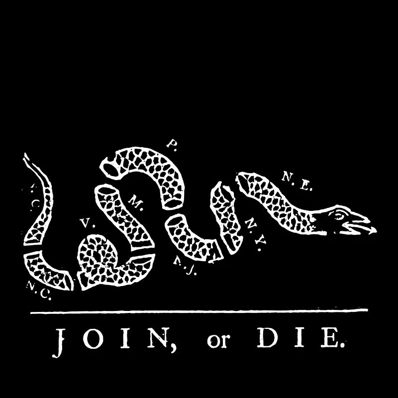 Gadsden alte Flagge beitreten oder die franklinwhite