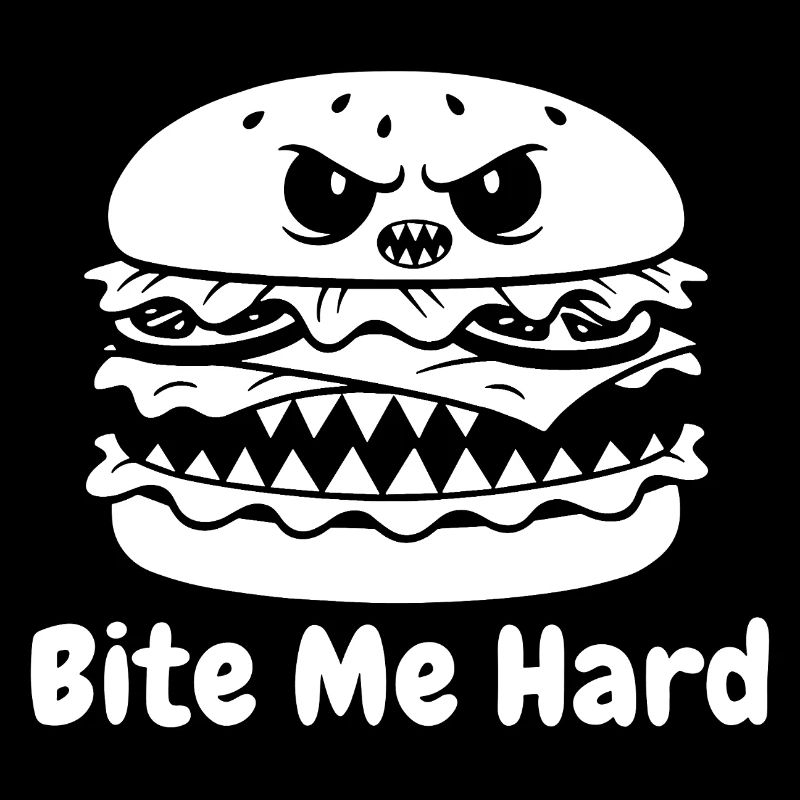 Angry hamburger bite design